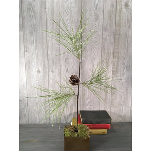 30" Ice Long Needle Pine Spray with Cone Green