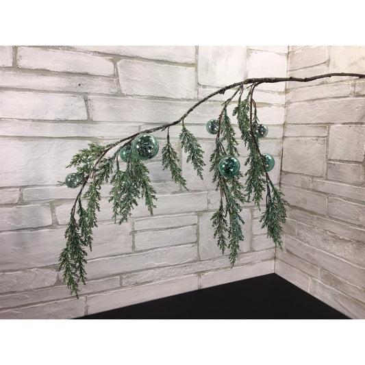 42" Prickly Pine Spray with Mercury Balls in Aqua | XJ
