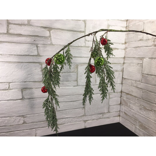 42" Prickly Pine Spray with Mercury Balls in Red Green | XJ