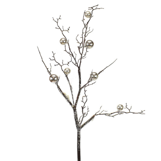 41" Iced Branch with Mercury Balls in Silver | XJ