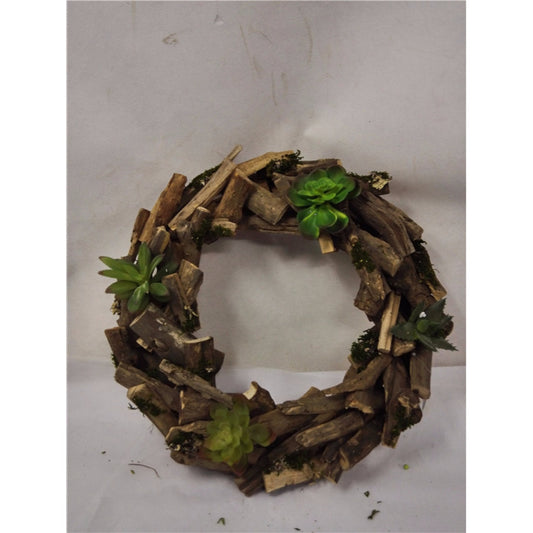 18" Succulent Driftwood Wreath | BFE
