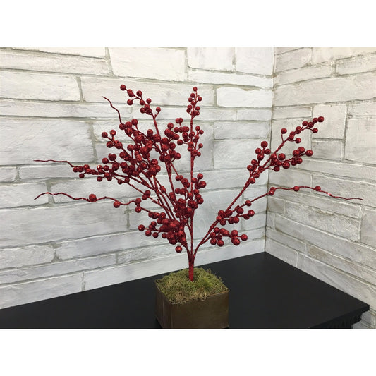 22.5" Glitter Berry Bunch in Red