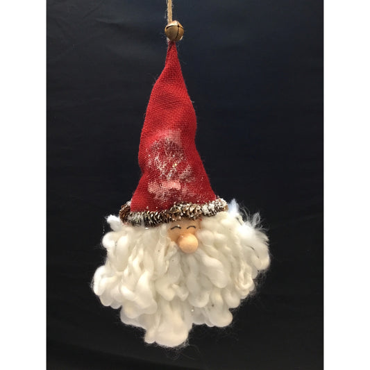 12" Santa with Red Burlap Hat Ornament | BF