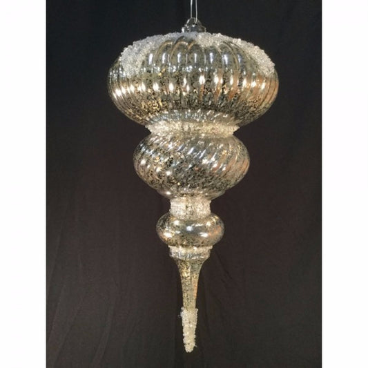 Mercury Finial with Snow Ornament in Silver