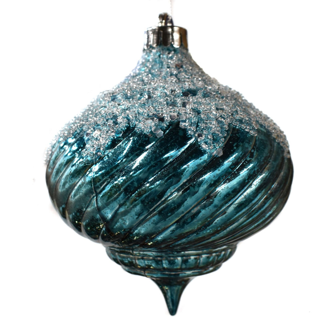 5” Onion Shape Classic Ornament in Teal Blue | XJB