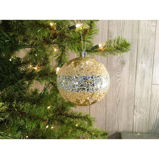 4" Mercury Ball with Snow Ornament in Champagne | XJB