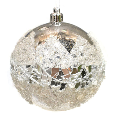 4” Mercury Mirror Ball with Snow in Silver | XJB