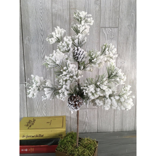 24" Snow PVC Pine / Pinecone Spray | WN