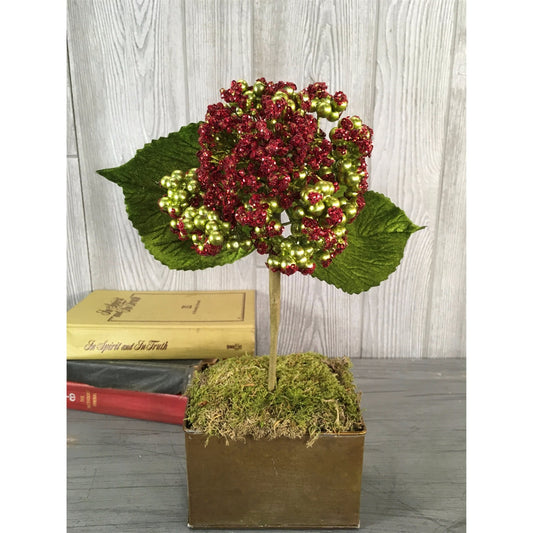 12" Jeweled Metallic Berry Cluster in Green/Red | TA