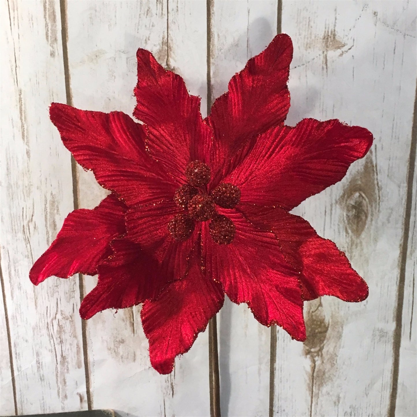 24" Royal Velvet Poinsettia Stem in Red | QG