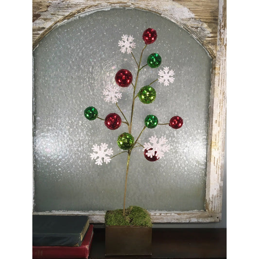 27" Peppermint Twist Snowflake Ball Spray in Red/Green | TA