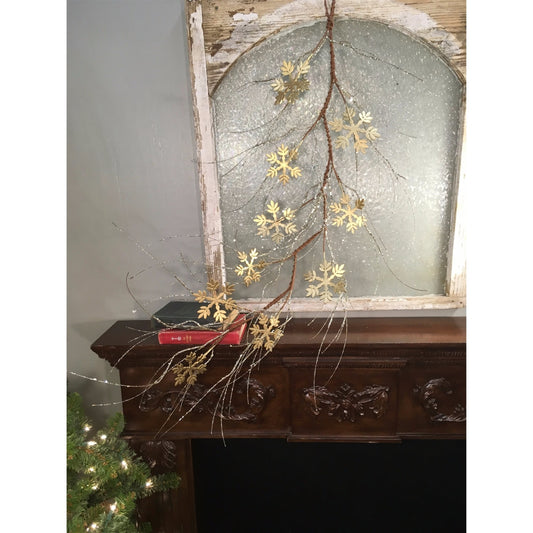 55" Metallic Glitz Snowflake / Twig Garland in Gold/Champagne | QD