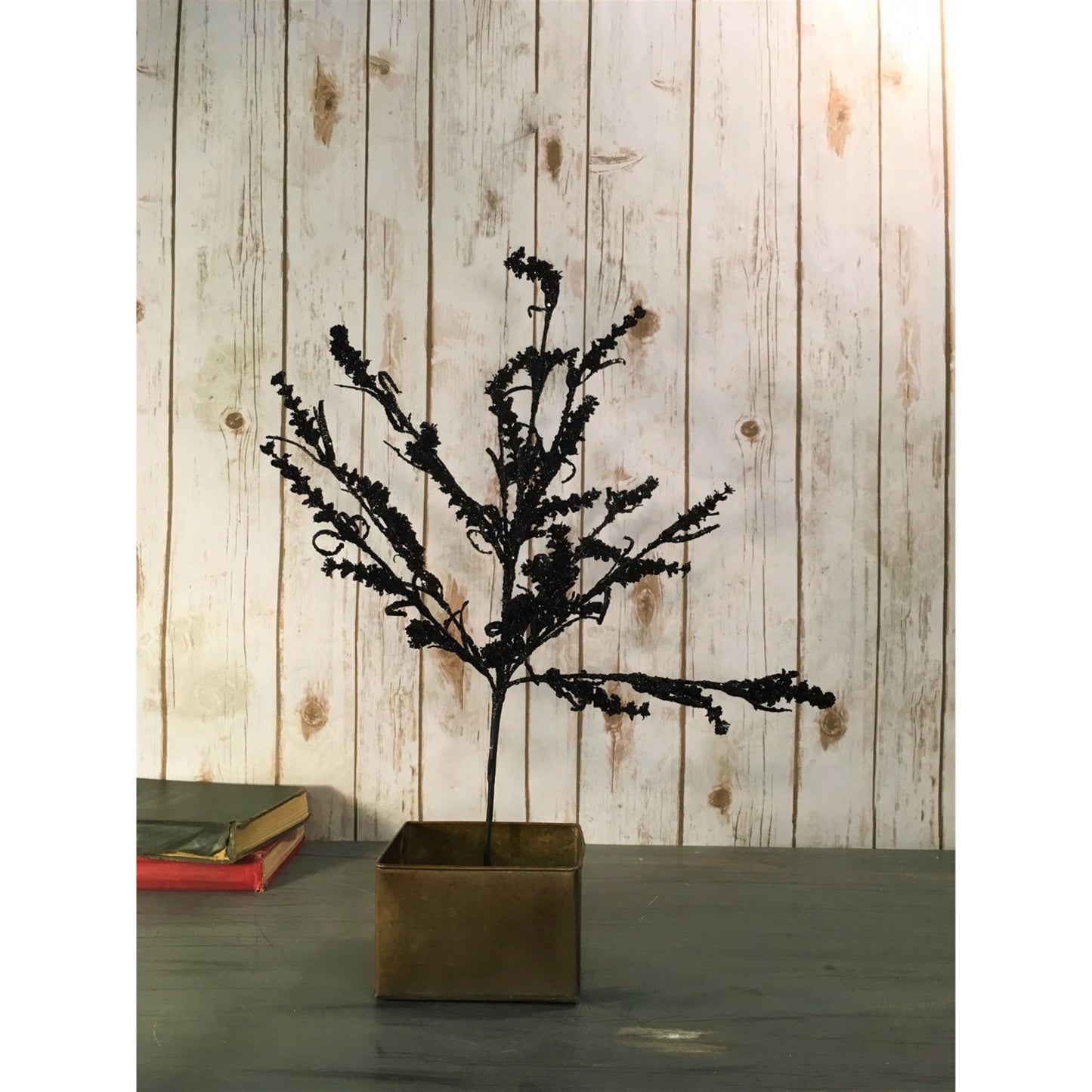 22" Glitter Statice Bush Spray in Black | QD