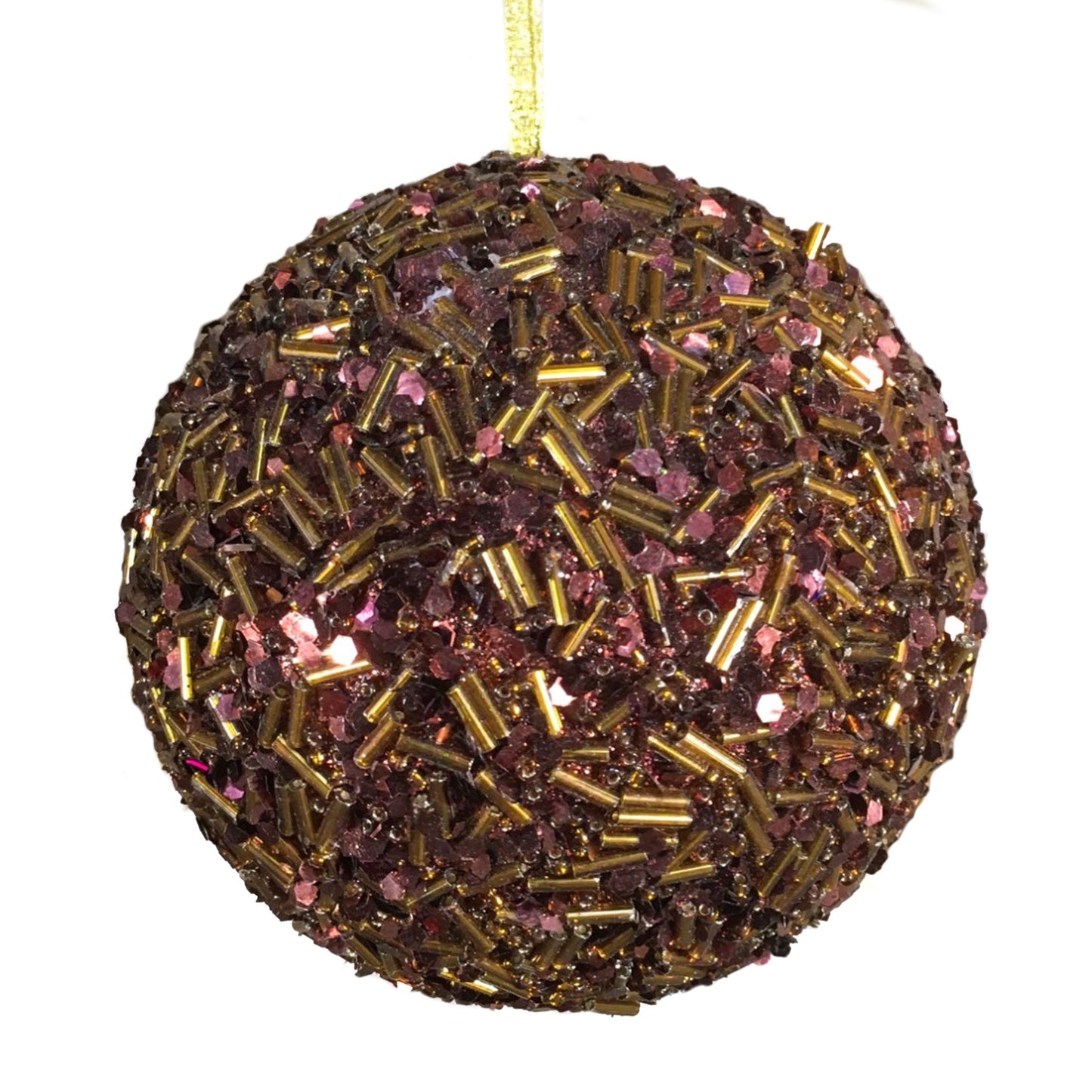 4" Mixed Beaded Sequin Ball Ornament in Chocolate | QD