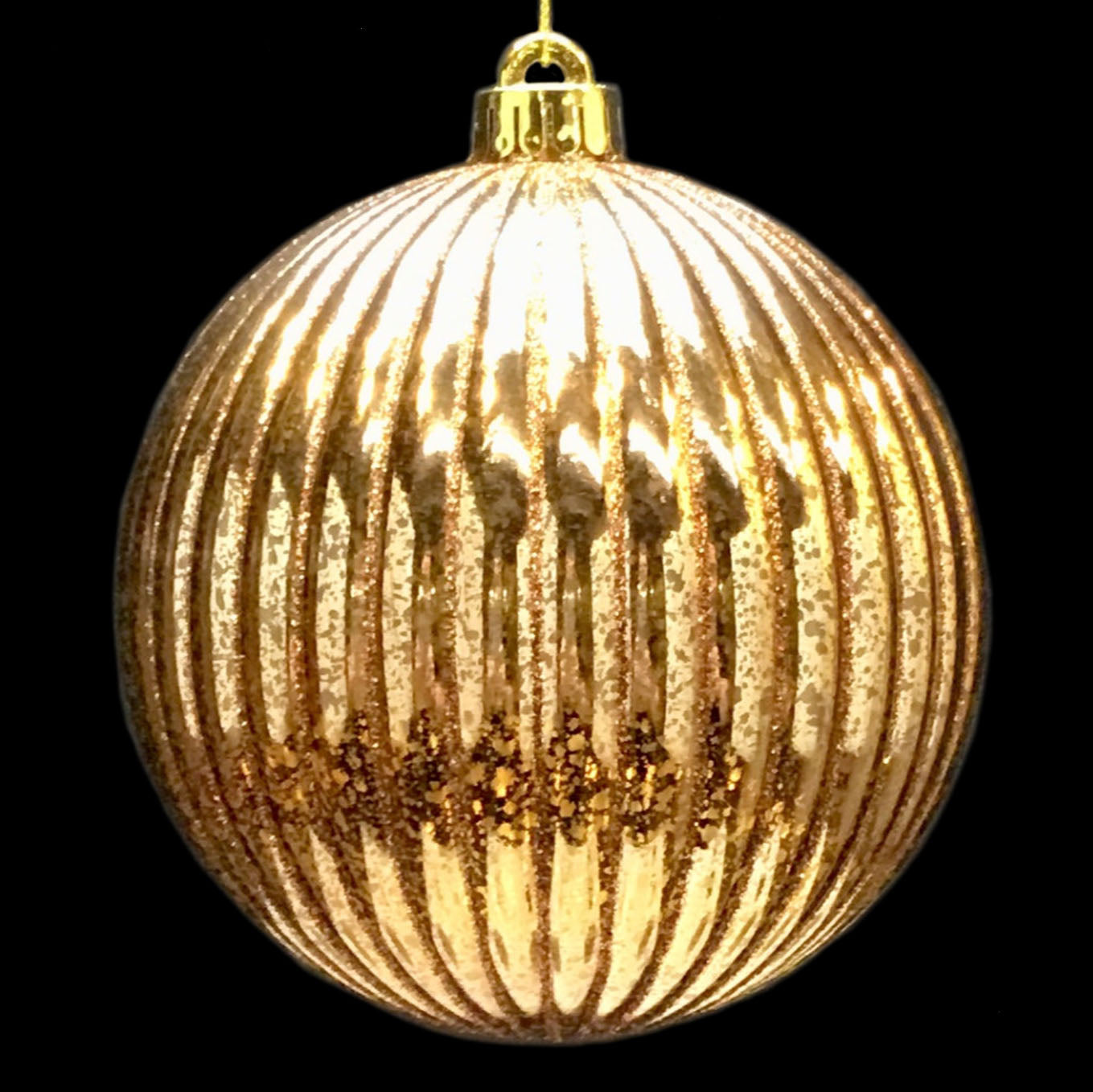 10" Vertical Stripe Mercury Ball Ornament in Bronze or Platinum | XJB