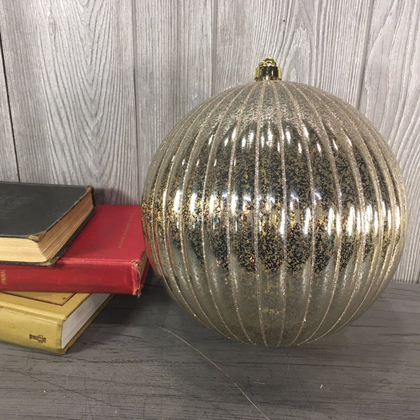 10" Vertical Stripe Mercury Ball Ornament in Bronze or Platinum | XJB