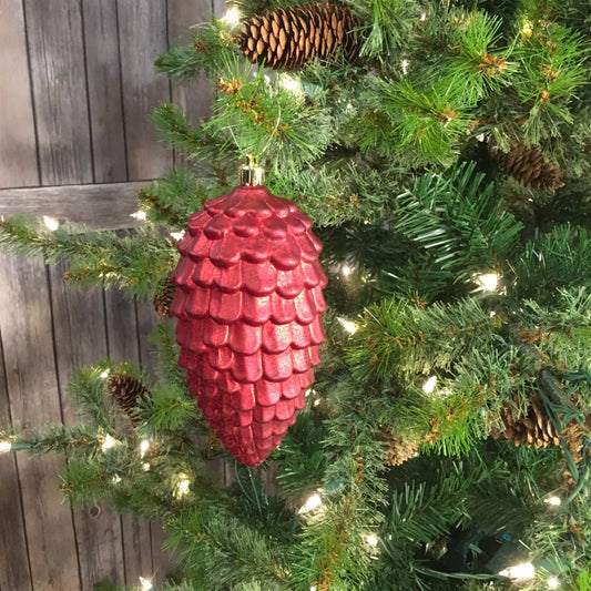 6.5" Vintage Pinecone Ornament in Red | XJB