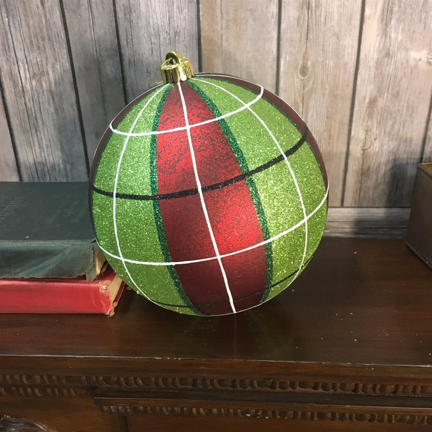 8" Matte Finish Mercury Ball Ornament in Red/Green | XJB