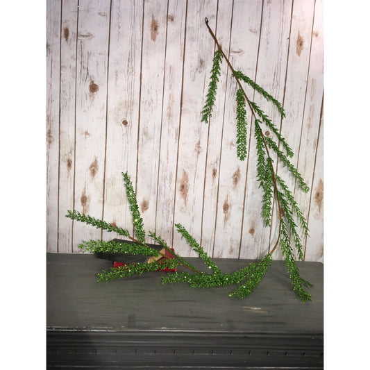 6" Glitter Christmas Herb Garland in Apple Green | QS
