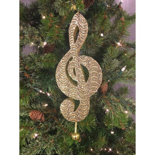 10" Glitter Pattern Treble Clef in Gold | BF