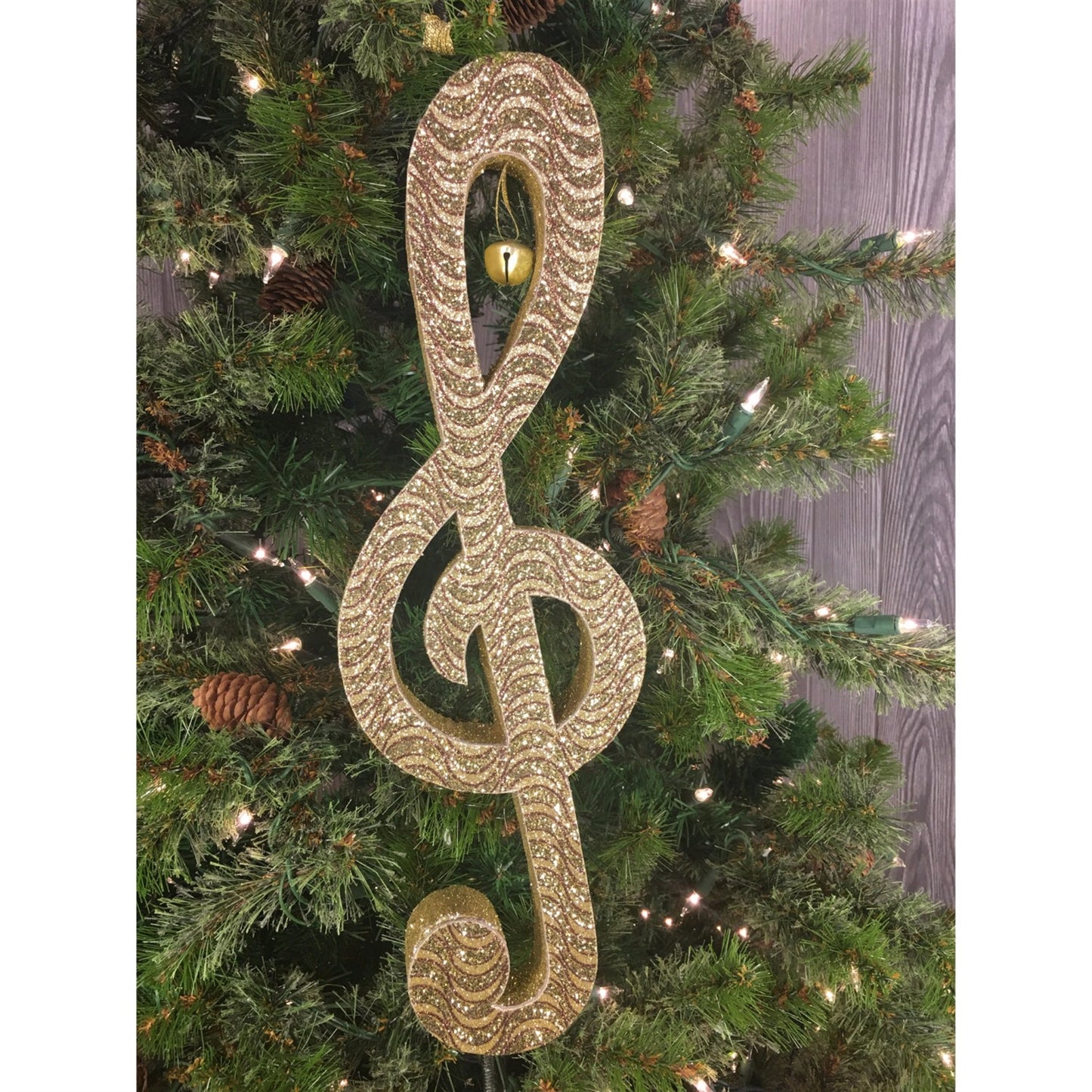 16" Glitter Pattern Treble Clef in Gold | BF
