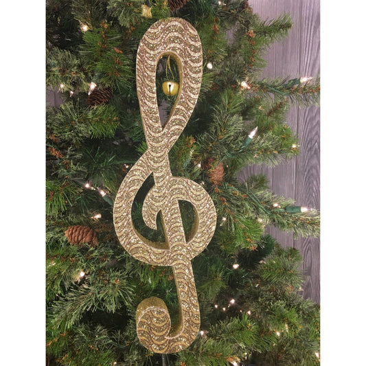 16" Glitter Pattern Treble Clef in Gold | BF