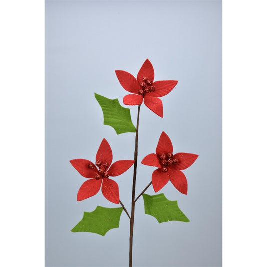 Felt Mini Poinsettia Spray in Red