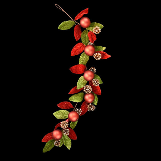 48" Vintage Velvet Leaf Ball Garland | QG