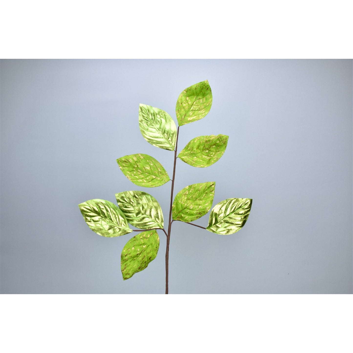 26" Metallic Print Magnolia Leaf Spray in Apple Green | QG