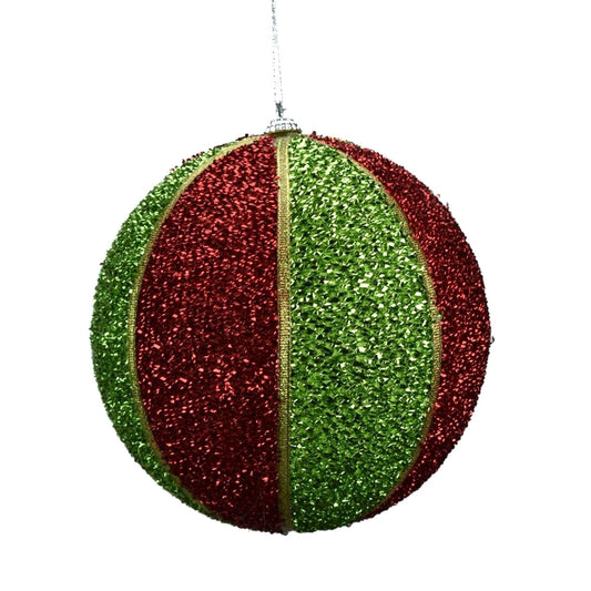 5.5" Metallic Fabric Stripe Ornament in Red/Green/Gold | XJB