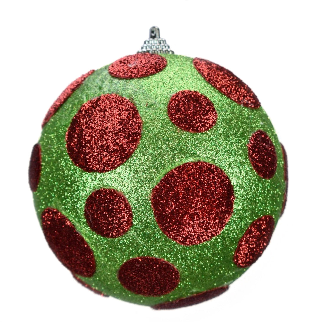 4.5" Whimsy Dot Ball Ornament in Green Red | TA