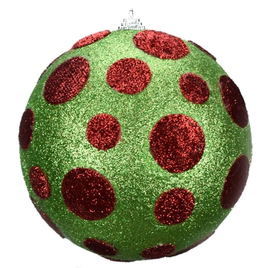 6" Whimsy Dot Ball Ornament in Green Red | TA