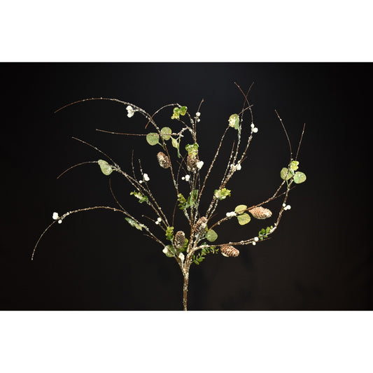 48" Wispy Cone Twig Eucalyptus Spray in Green White | TA