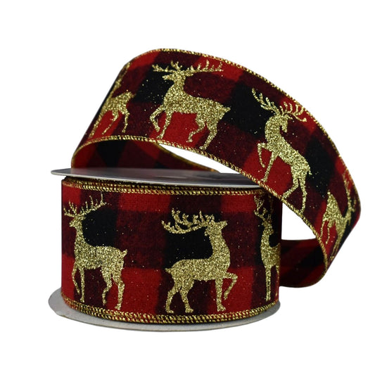 2.5" x 10YD Glitter Deer Flannel Ribbon | YT