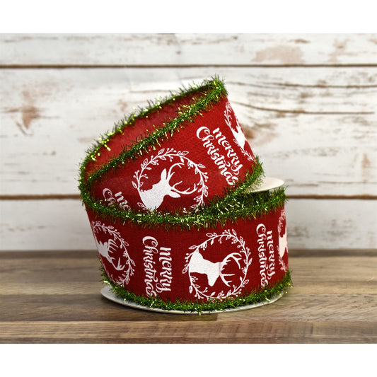 Deer / Wreath "Merry Christmas" Ribbon