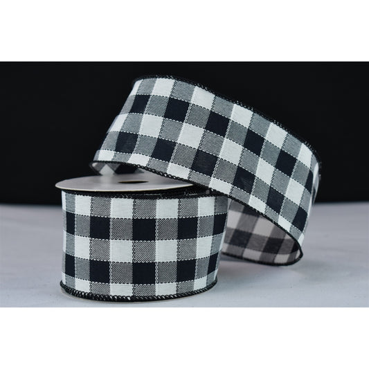 2.5" x 10YD Black and White Plaid Ribbon | YT