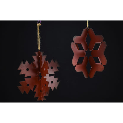 7.5" Antique Red Metal 3D Snowflake Ornament (2 Styles) | XJB