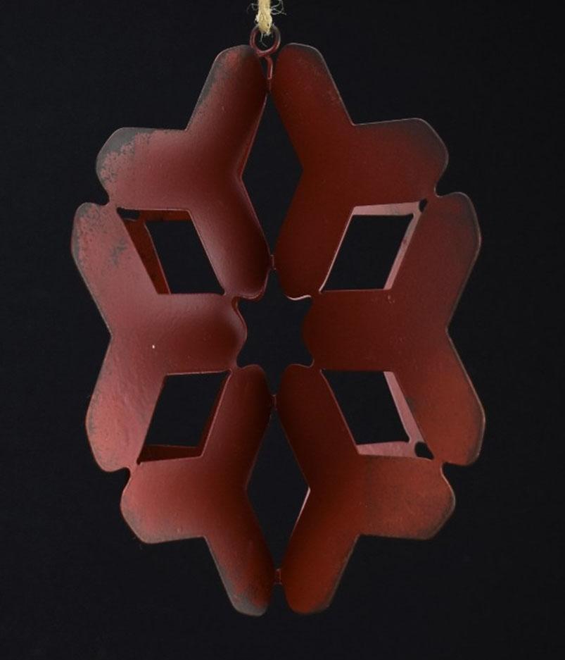 7.5" Antique Red Metal 3D Snowflake Ornament (2 Styles) | XJB