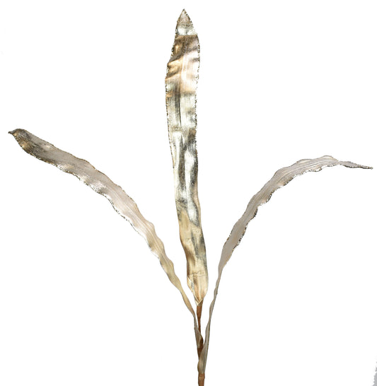 33.25" Grand Metallic Birds Nest Leaf Spray in Champagne | TA