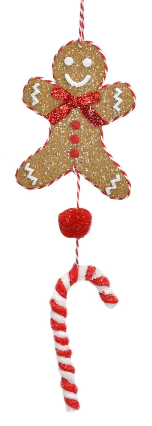 4" x 11" Frosted Felt Gingerbread Drop Ornament | TA