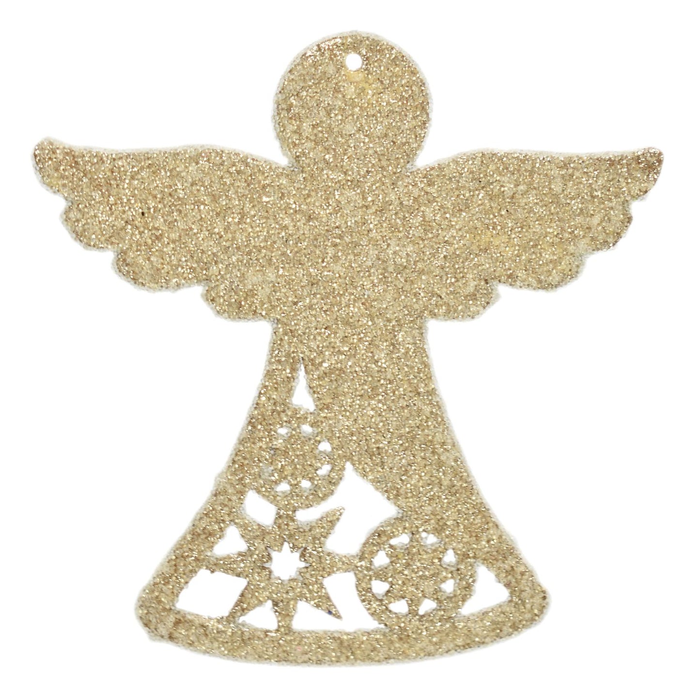 6" x 6" Beaded Cut-Out Angel Ornament in Platinum | TA