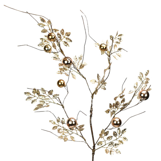 38" Glitter Smilax Ball Spray in Champagne/Gold | TA
