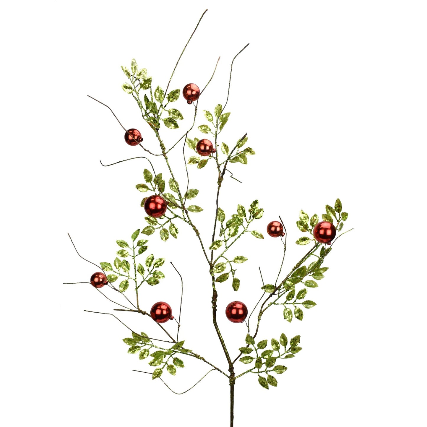 38" Glitter Smilax Ball Spray in Green/Red | TA
