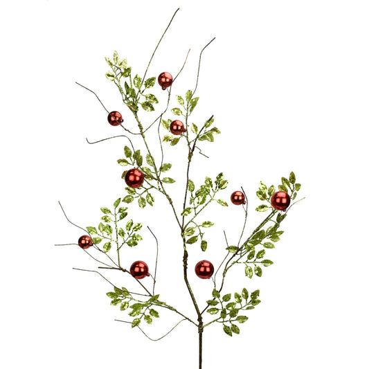 38" Glitter Smilax Ball Spray in Green/Red | TA