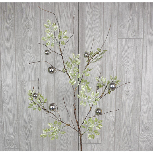 38" Glitter Smilax Ball Spray in Green/Silver | TA