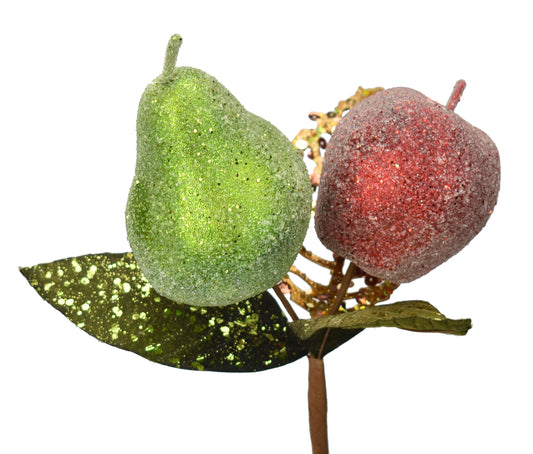 16" Bead Pear/Apple Leaf Pick in Green/Red | QD