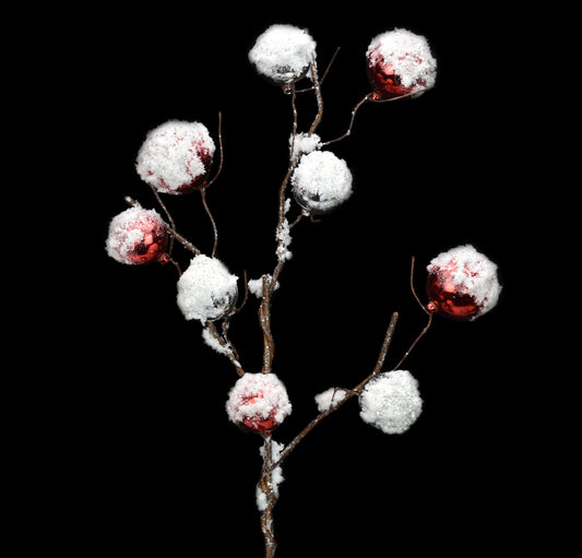 25" Ball with Snow Spray in Red/Silver | QD