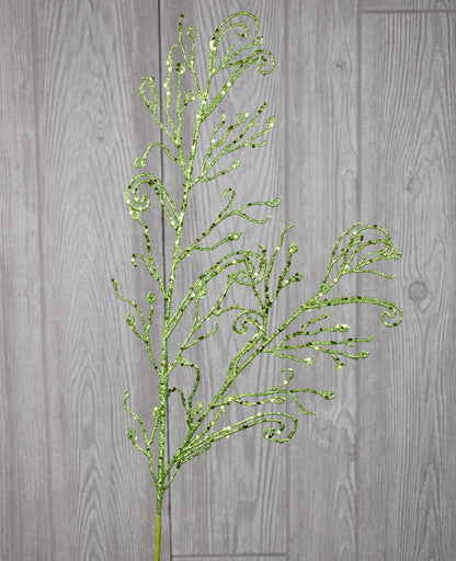 28" Glitter Leaf Spray in Apple Green, Champagne, Gold, or Red | QD