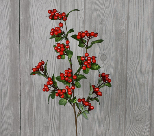27" Berry Leaf Spray in Green/Red | QD