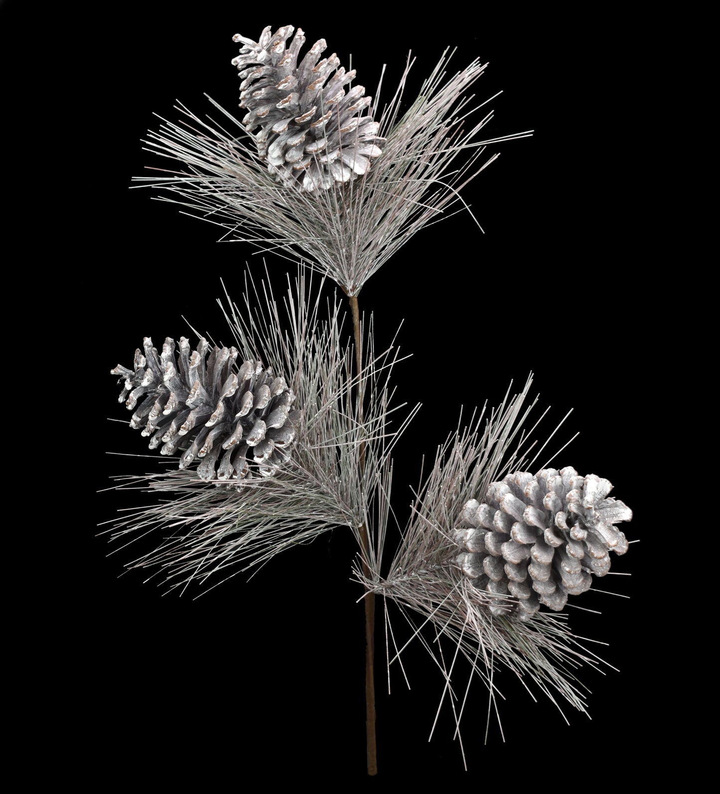 24" Frosted Long Needle with Cones Spray in Natural Green | QD